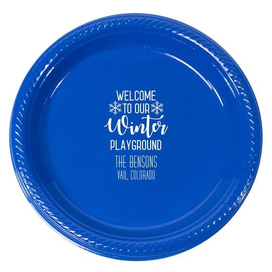 Welcome To Our Winter Playground Plastic Plates